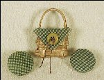 Miniature Handwoven Basket Pin Set Green Gingham