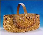 Vintage Tri-Color Oak Ribbed Buttocks Egg Basket