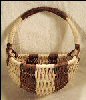 Hand Woven Hanging Wall Basket Half-Round Melon Shape / Natural & Brown SOLD!
