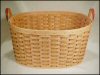 Handwoven Maple Storage Laundry Basket Oval Leather Handles